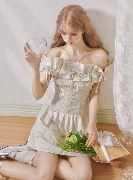 Vintage Cream Ruffle Mini Dress