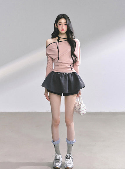 Blush Ribbon Off-Shoulder - Pink