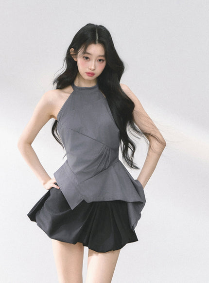 Sculptural Layer Halter Top