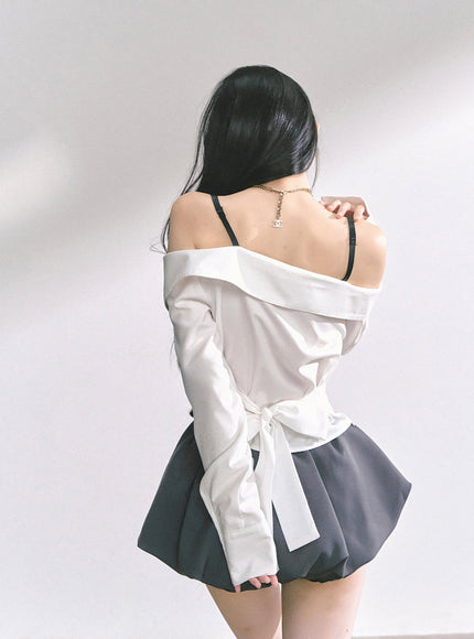 Asymmetric Elegance White Blouse