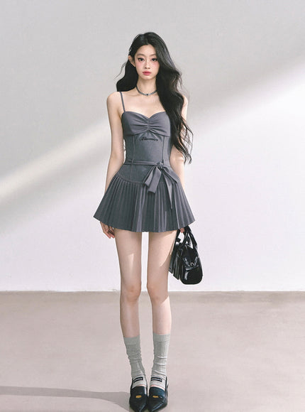 Midnight Pleats Mini Dress