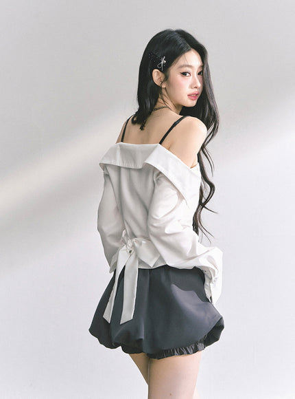 Asymmetric Elegance White Blouse