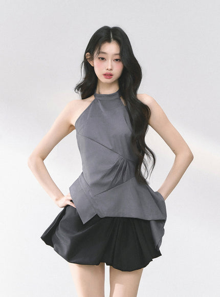 Sculptural Layer Halter Top