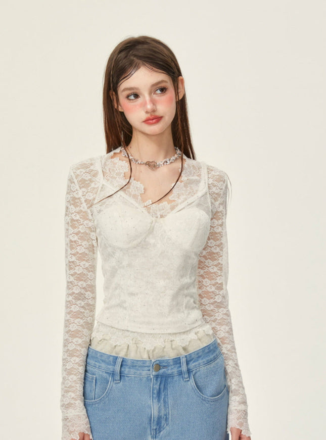 Romantic White Rose Top