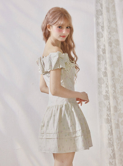 Vintage Cream Ruffle Mini Dress