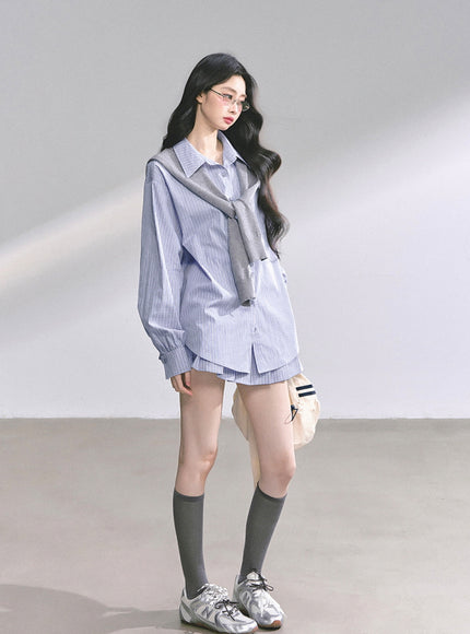 Soft Contrast Shirt Set