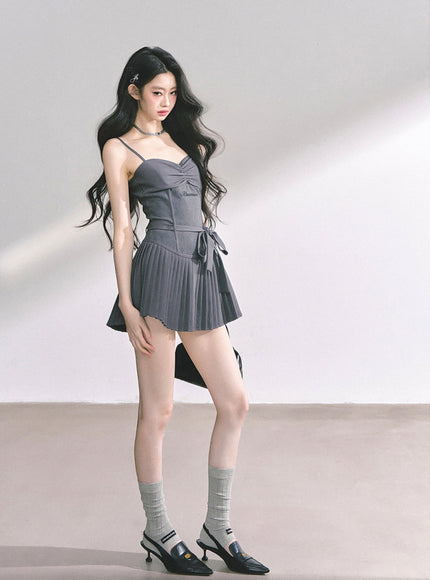 Midnight Pleats Mini Dress
