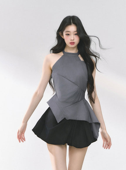 Sculptural Layer Halter Top