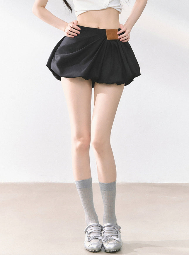 Balloon Pleat Skirt - Black