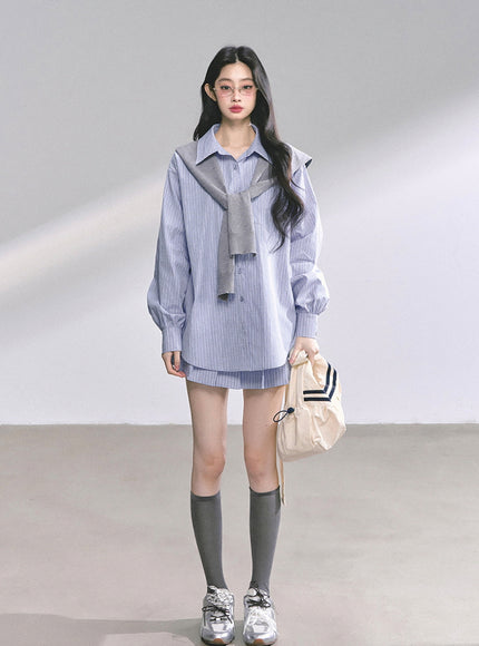 Soft Contrast Shirt Set