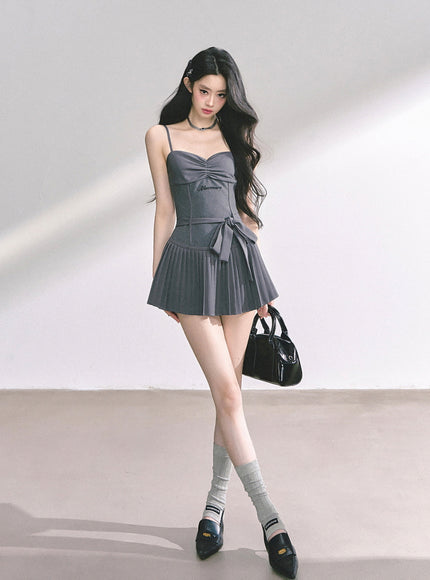 Midnight Pleats Mini Dress