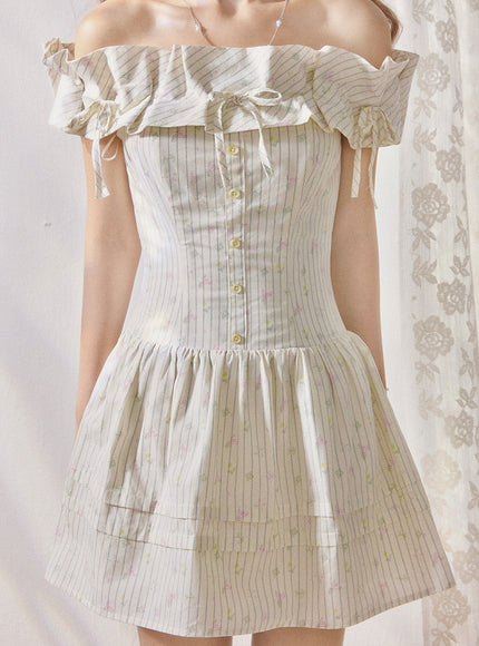 Vintage Cream Ruffle Mini Dress