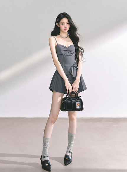 Midnight Pleats Mini Dress