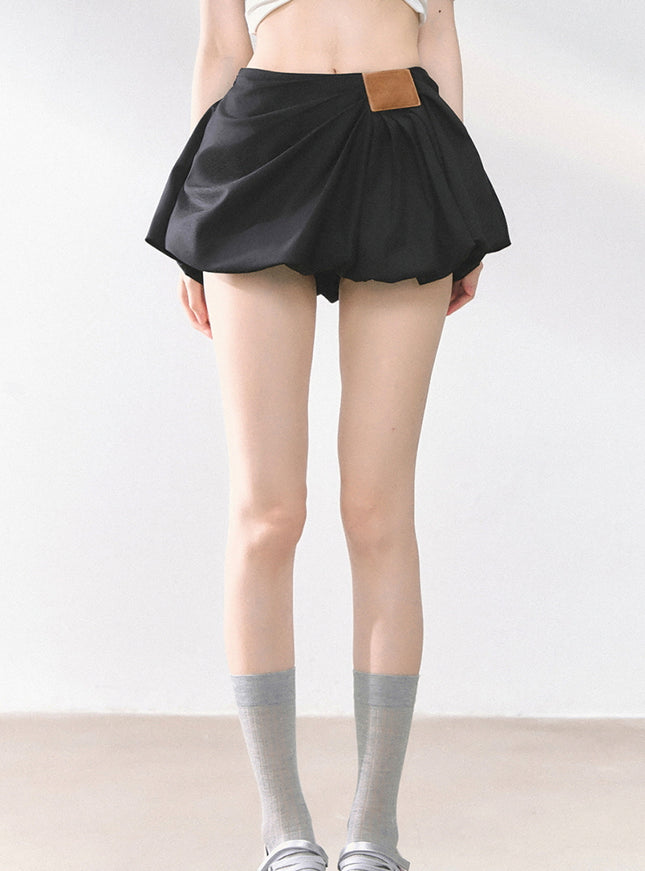 Balloon Pleat Skirt - Black