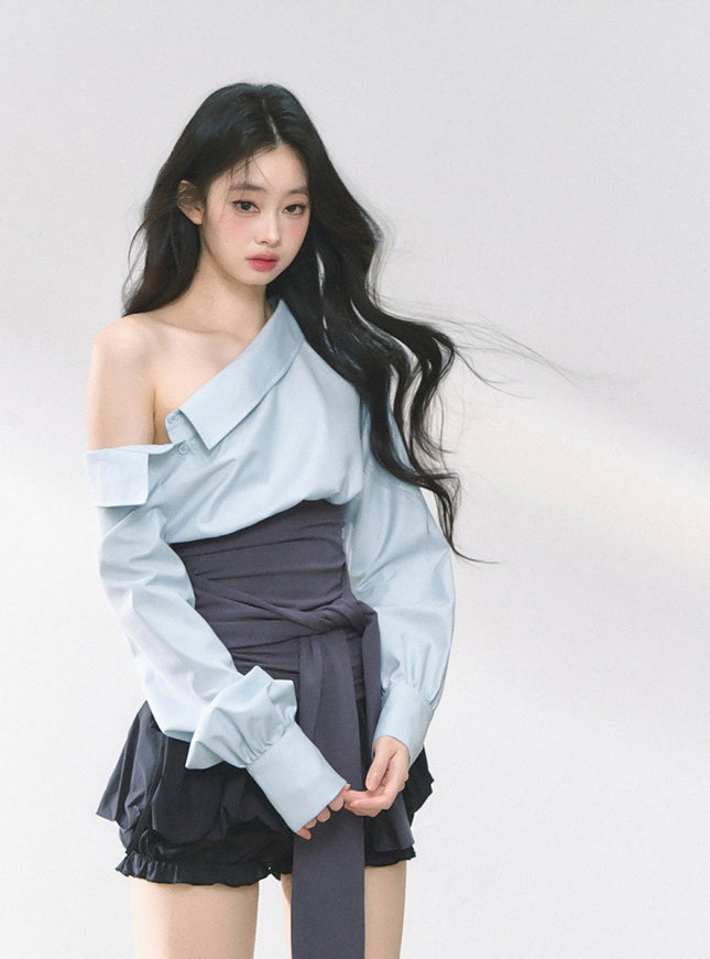 Asymmetry Bow Top - Blue