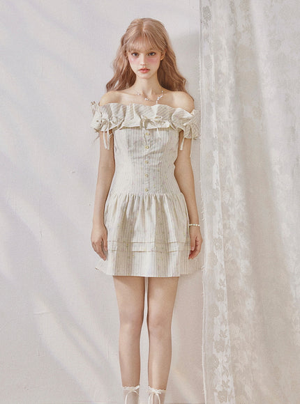 Vintage Cream Ruffle Mini Dress