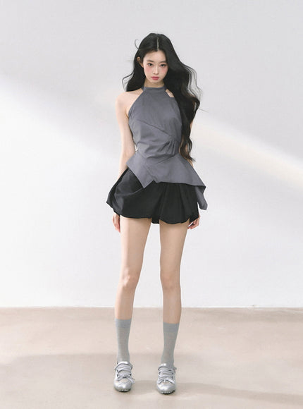 Sculptural Layer Halter Top