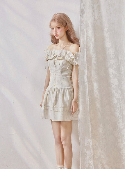 Vintage Cream Ruffle Mini Dress