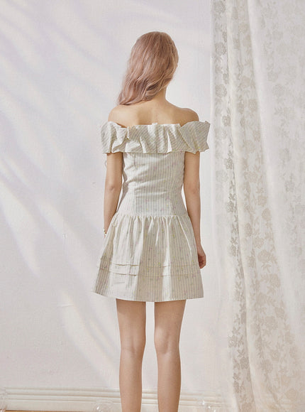 Vintage Cream Ruffle Mini Dress