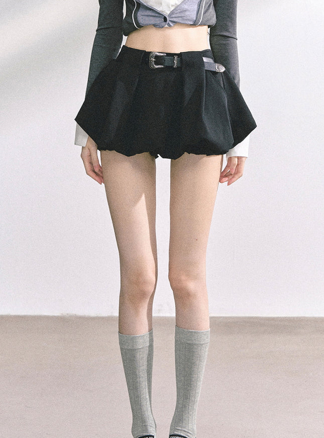Sculpted Belt Skirt - Black
