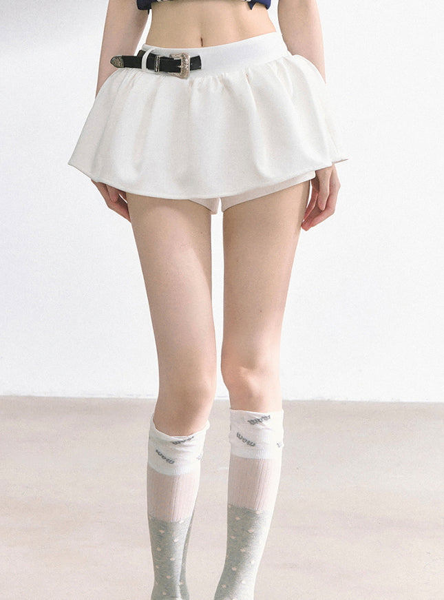 Western Buckle Mini Skirt - White