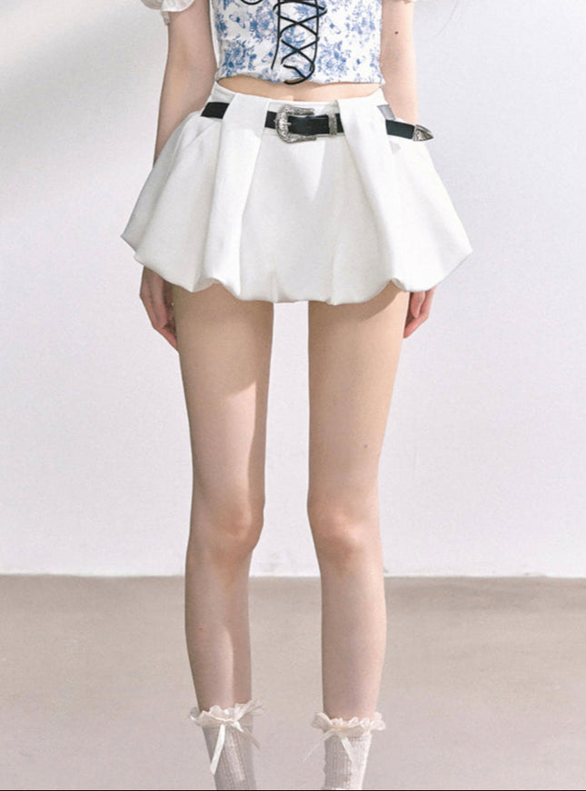Sculpted Belt Skirt - White