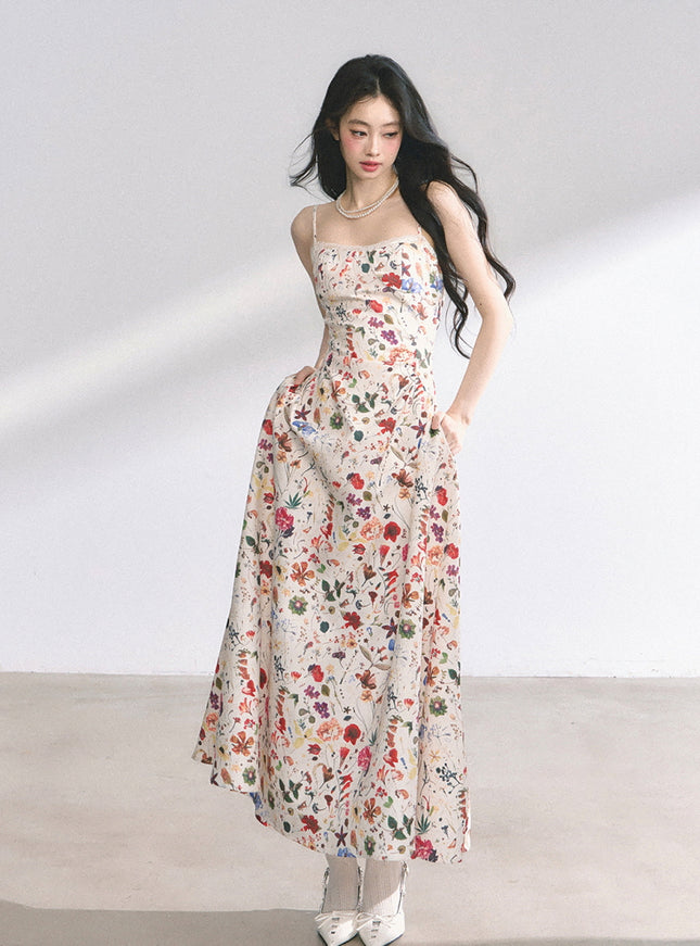 Floral Print Strap Long Dress