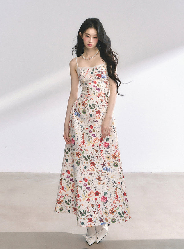 Floral Print Strap Long Dress