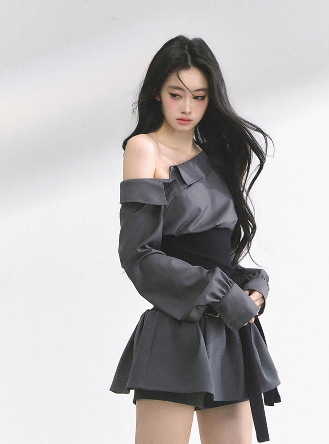 Asymmetry Bow Top - Black