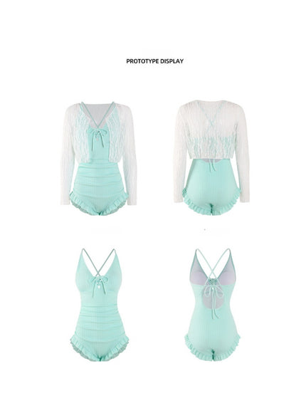 Pastel Mint Ribbon Swimsuit Set