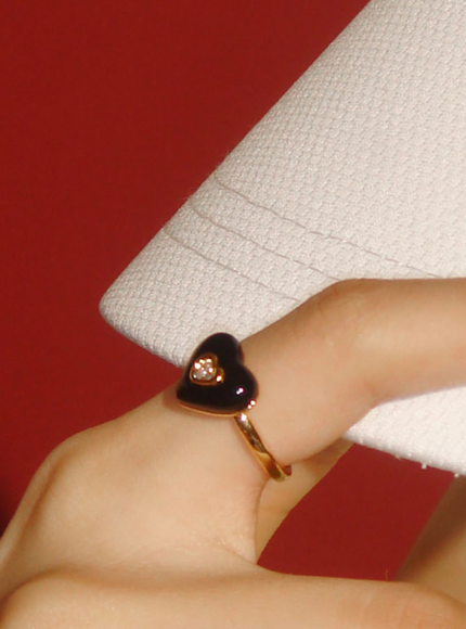 Double Heart Enamel Ring