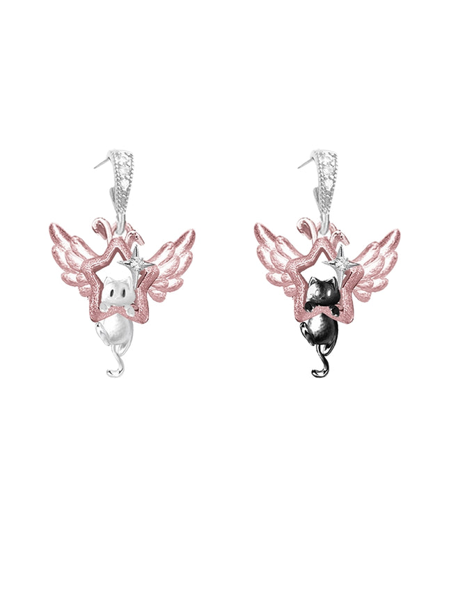 Celestial Meow Winged Earrings