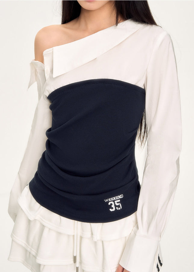 Color Block Off-Shoulder Top