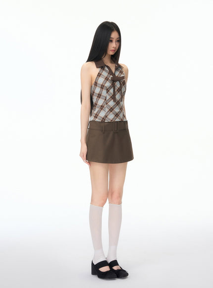 Minimal Belted Mini Skirt