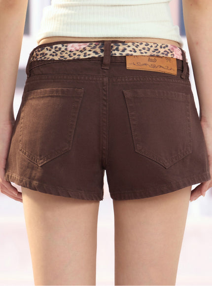 Leopard Belted Cotton Shorts