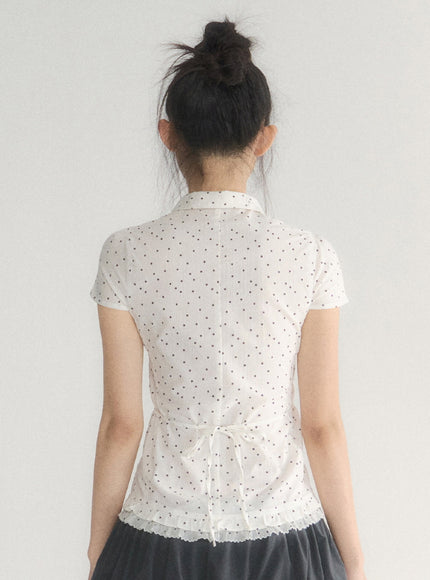 Polka Dot Fitted Peplum Top