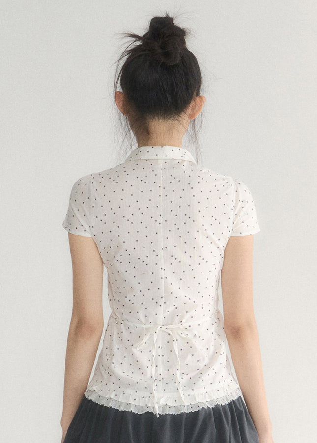 Polka Dot Fitted Peplum Top