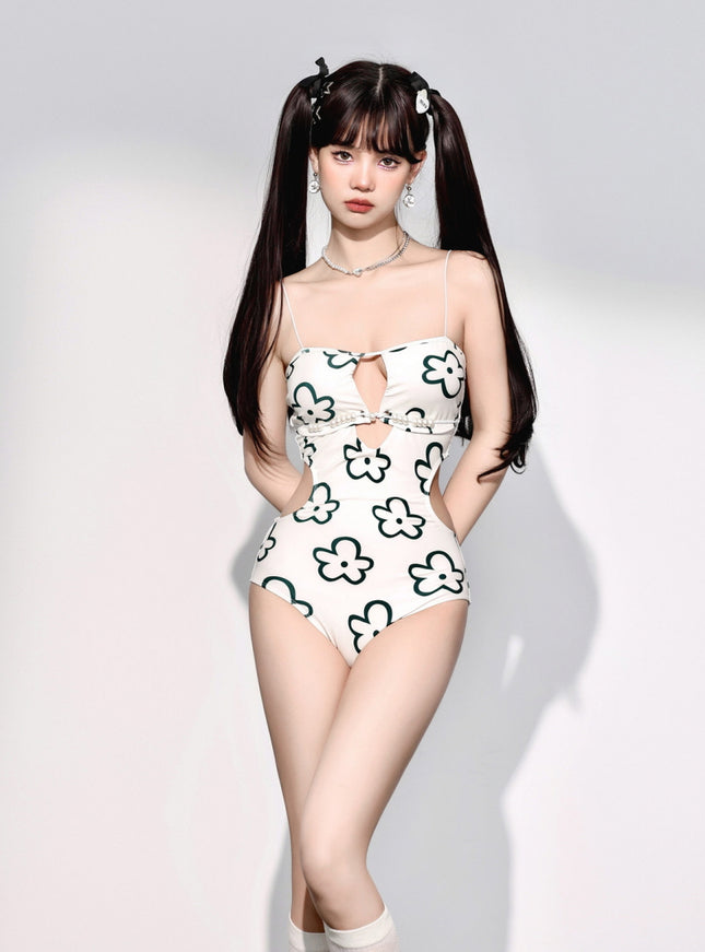 Floral Cut-Out Strap One-Piece Swimsuit