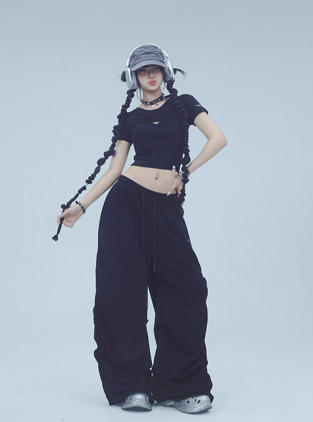 Heart Cut-Out Wide Pants