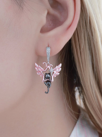 Celestial Meow Winged Earrings