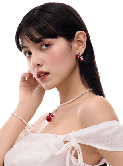 Ruby Cherry Crystal Earrings