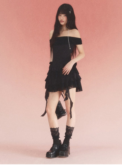 Off-Shoulder Ruffle Mini Dress