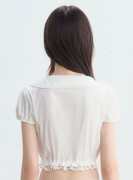 Peter Pan Collar Cropped Blouse