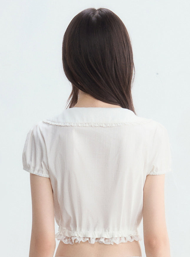 Peter Pan Collar Cropped Blouse