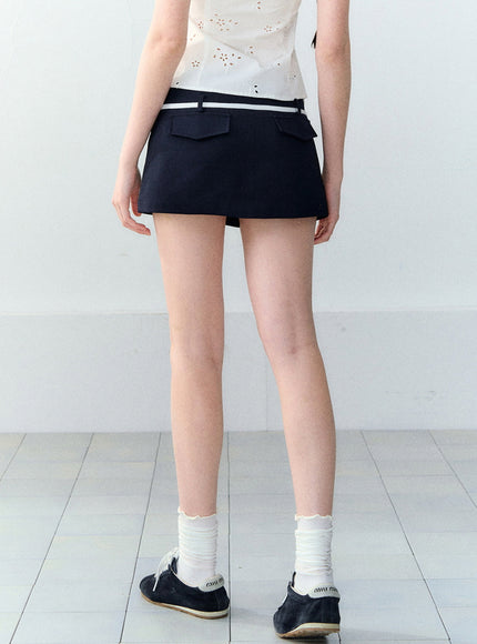 Contrast Tie Mini Skirt