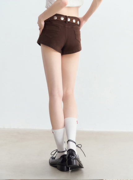 Button Cotton Twill Shorts