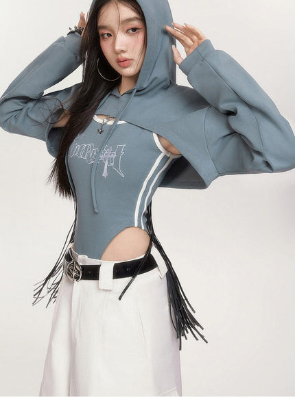Layered Cut-Out Hoodie