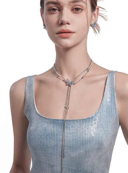 Twilight Wing Lariat Necklace