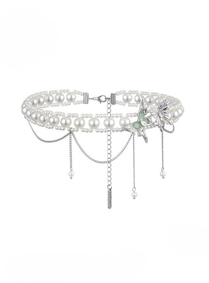 Emerald Butterfly Pearl Choker