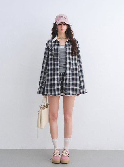 Check Layered Mini Dress Set